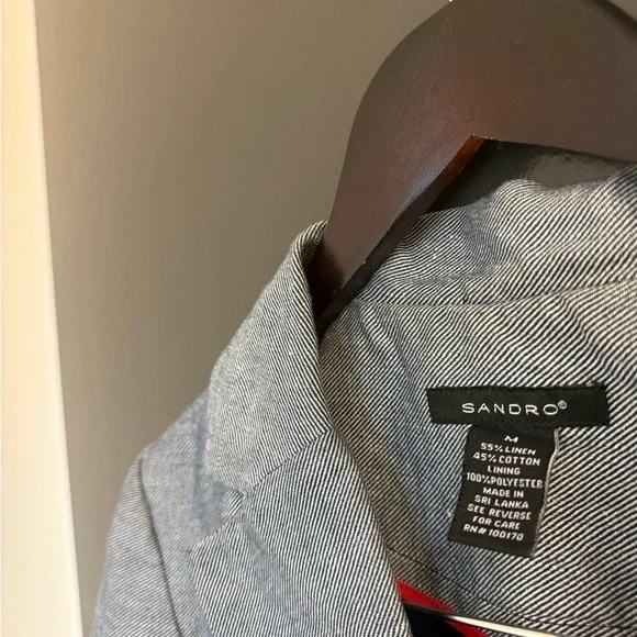 Sandro size 6 Great condition linen/cotton blend Women's Blazer in Light denim - Picture 10 of 15